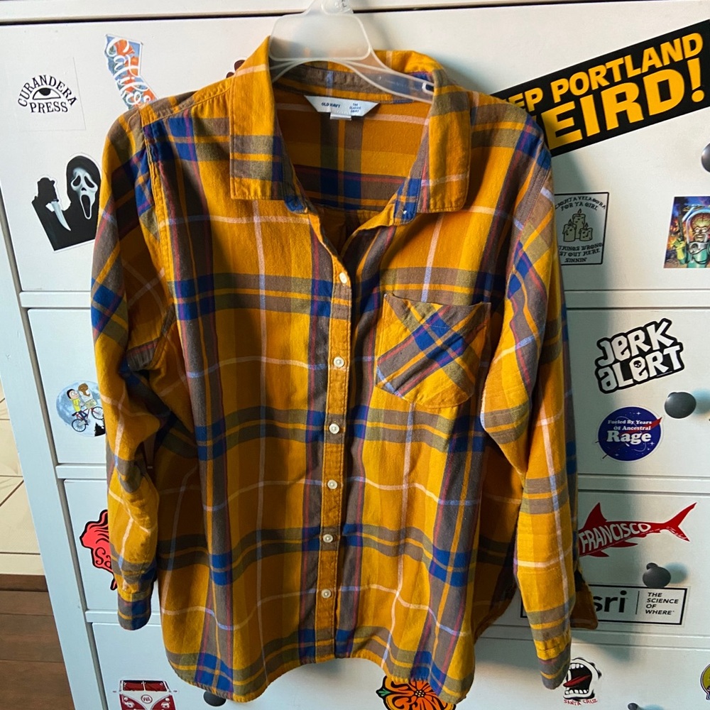 Yellow plaid button up